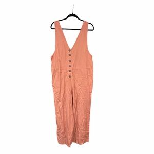 Cost Plus World Market Coral Buttoned Jumpsuit Romper Size S/M NEW/NWT‎